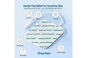 "Hypoallergenic TENS pad for sensitive skin – gentle, latex-free, and comfortable pain relief electrode