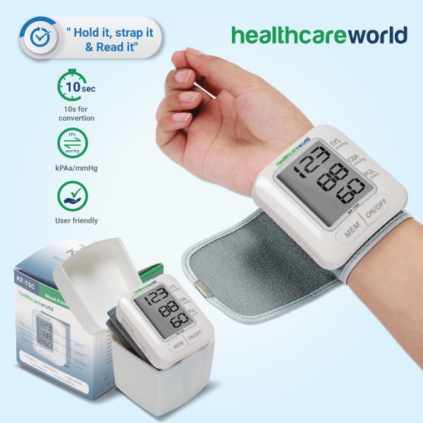 Wrist Blood Pressure Monitor With Auto Inflation Latex Free Cuff