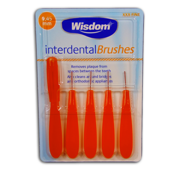Wisdom Interdental Brushes pack of 5 XXX Fine Brushes 0.45mm Healthcare