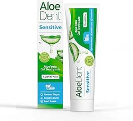 Aloe Dent Sensitive Aloe Vera Toothpaste 100ml – Fluoride-Free, Natural, Vegan, Healthy Gums