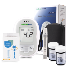 Blood Glucose Monitor Kit – Accurate No-Coding Glucometer with Test Strips, Lancets, Lancing Device & Carry Case