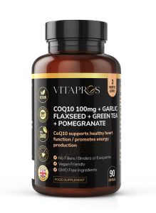 VITAPROS COQ10 100mg + GARLIC FLAXSEED + GREENTEA + POMEGRANATE - MADE IN UK